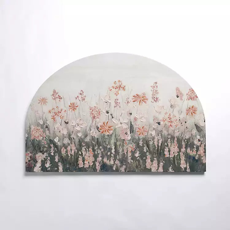 Pink Floral Meadow Arch Canvas Art Print