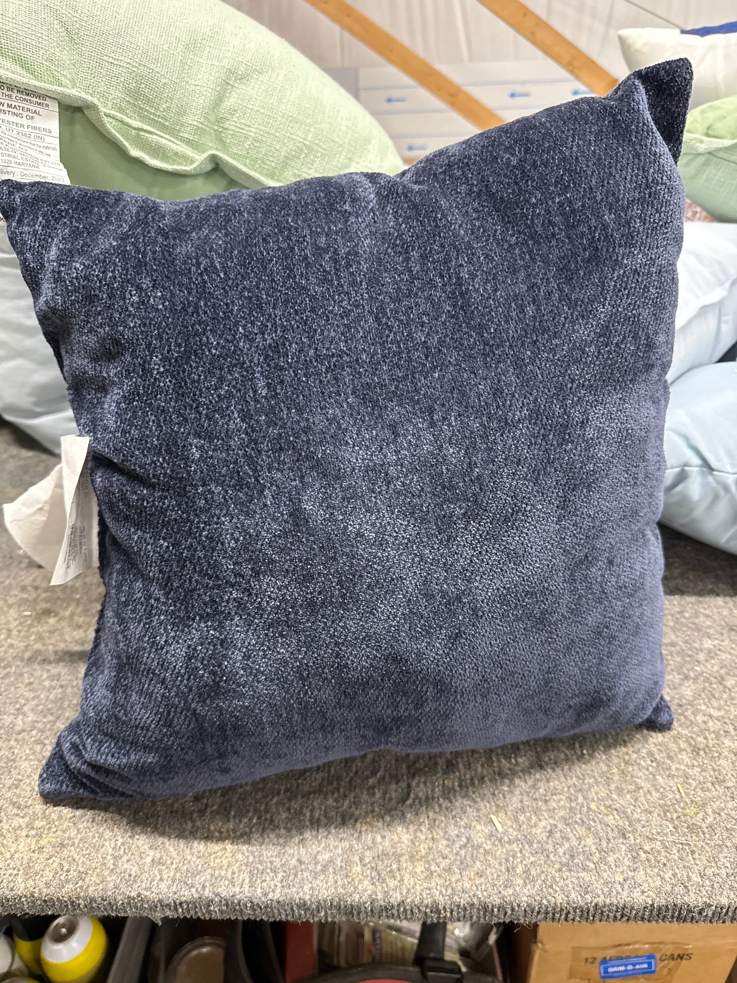 Navy Chenille Throw Pillow