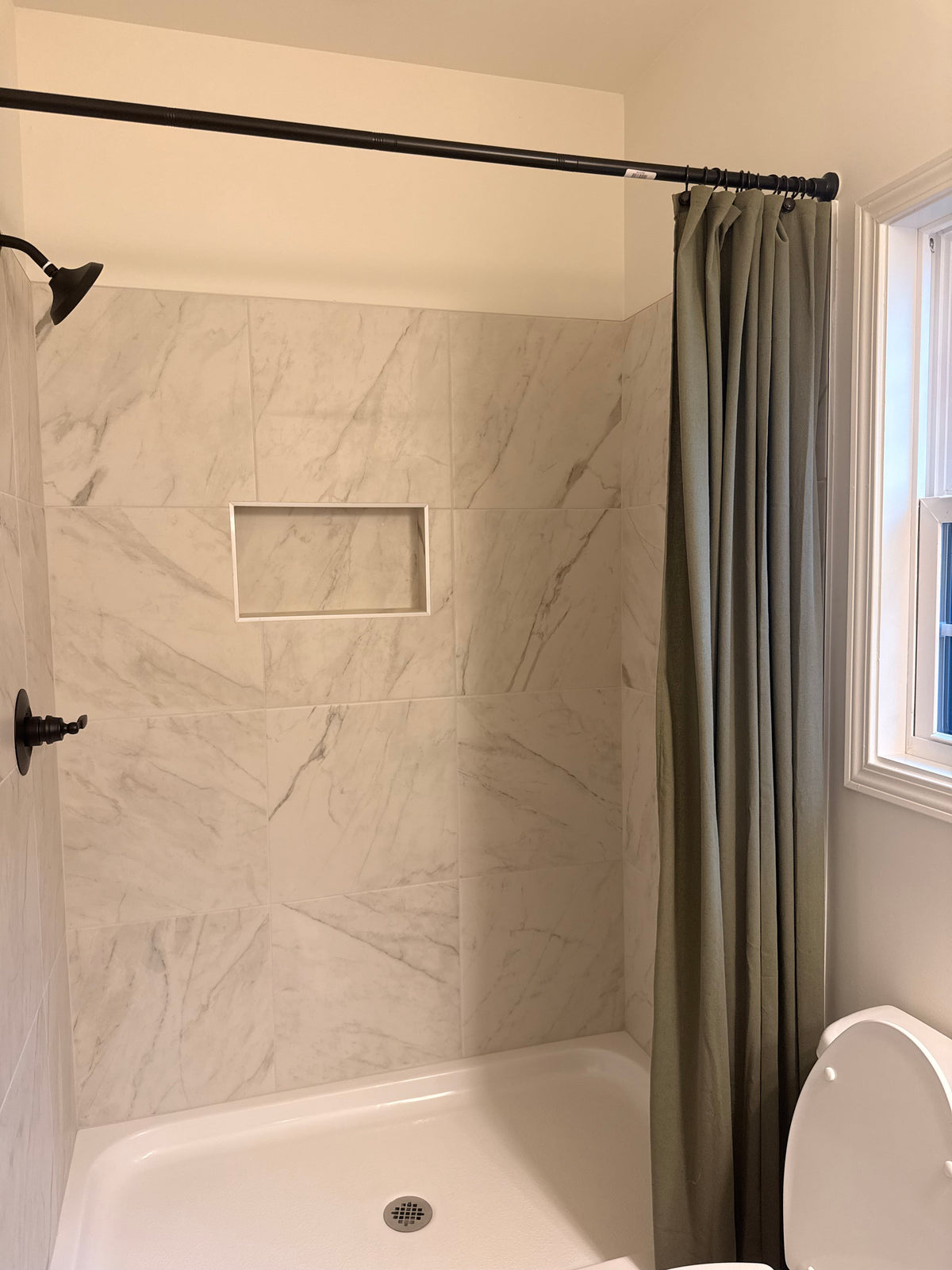 Dark Green Flax Shower Curtain