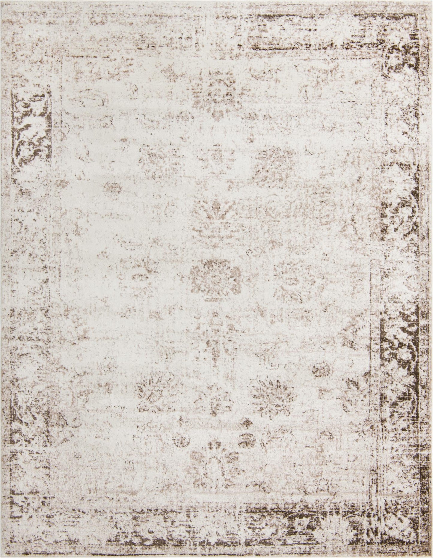 Beige and Brown Distressed Rug - 8x10