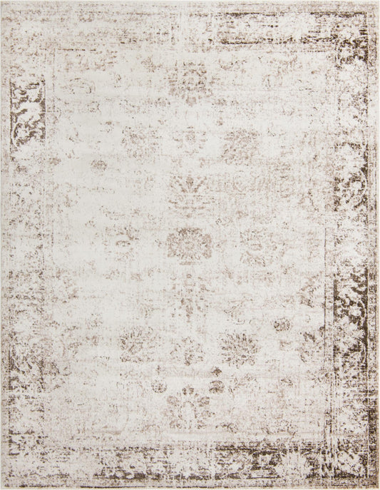 Beige and Brown Distressed Rug - 8x10