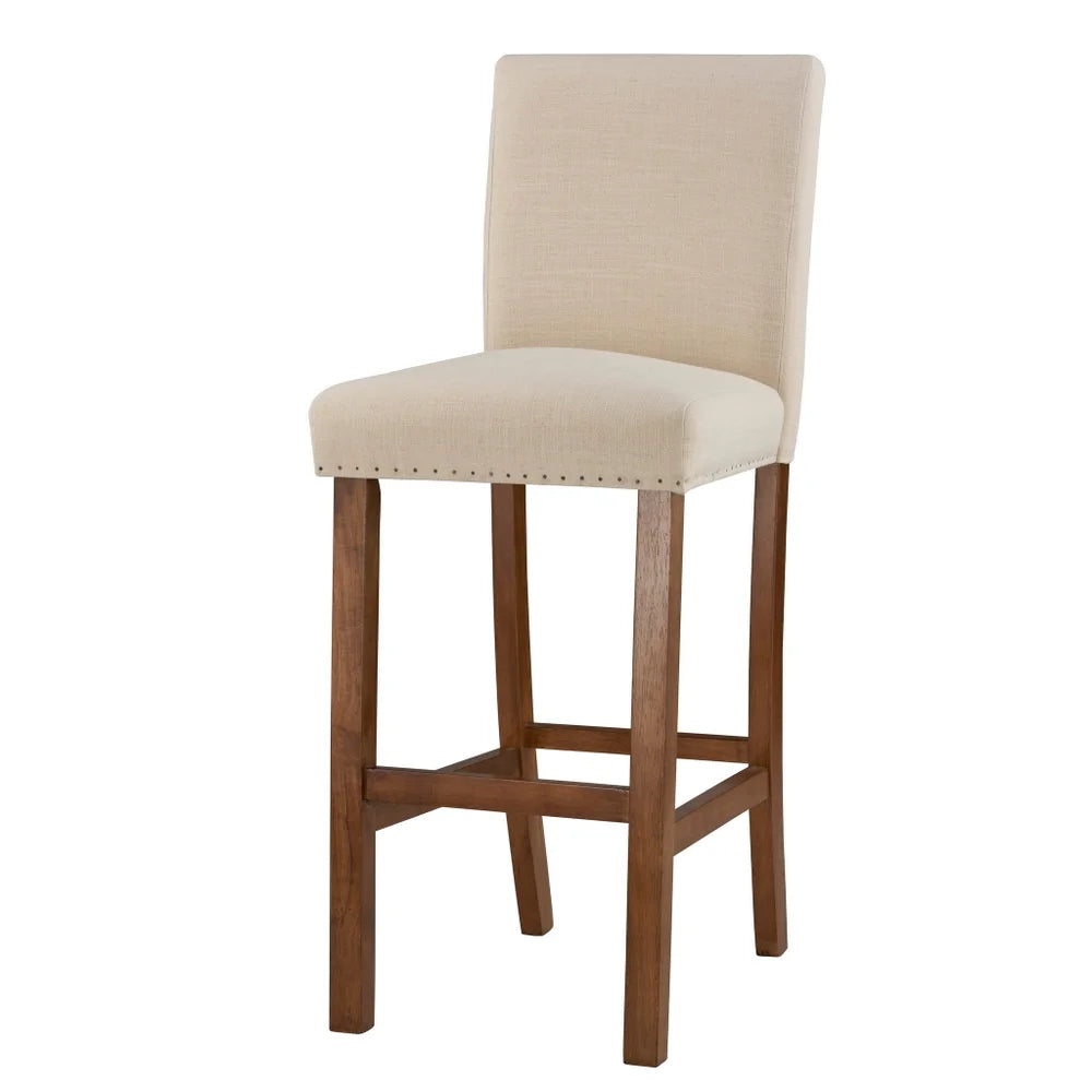 Upholstered Bar Stool - Light Beige