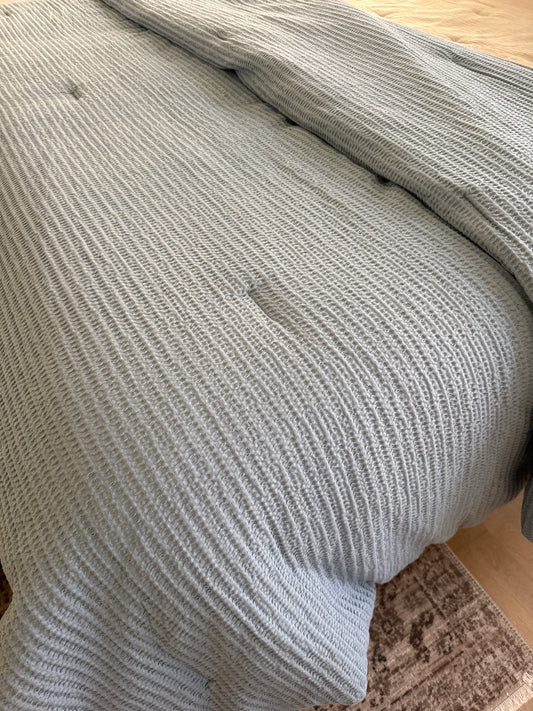 Waffle Knit Blue King Comforter