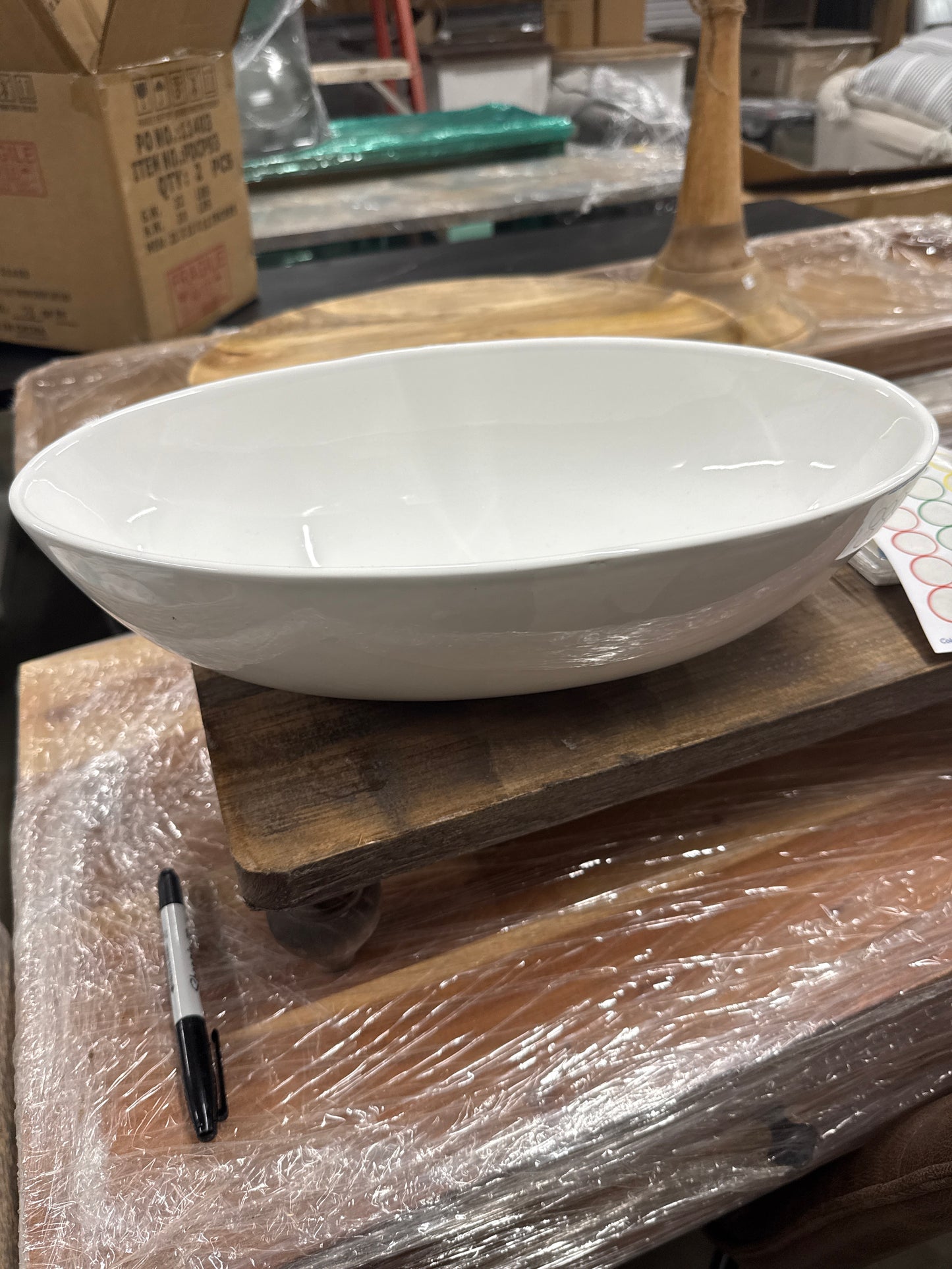 White Oval Ceramic Bowl