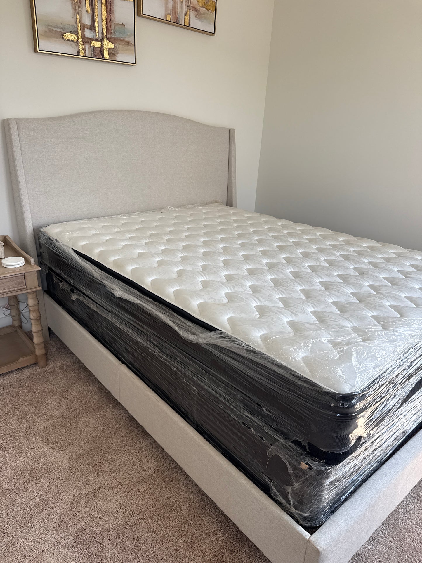 Heather Gray Upholstered Queen Bed