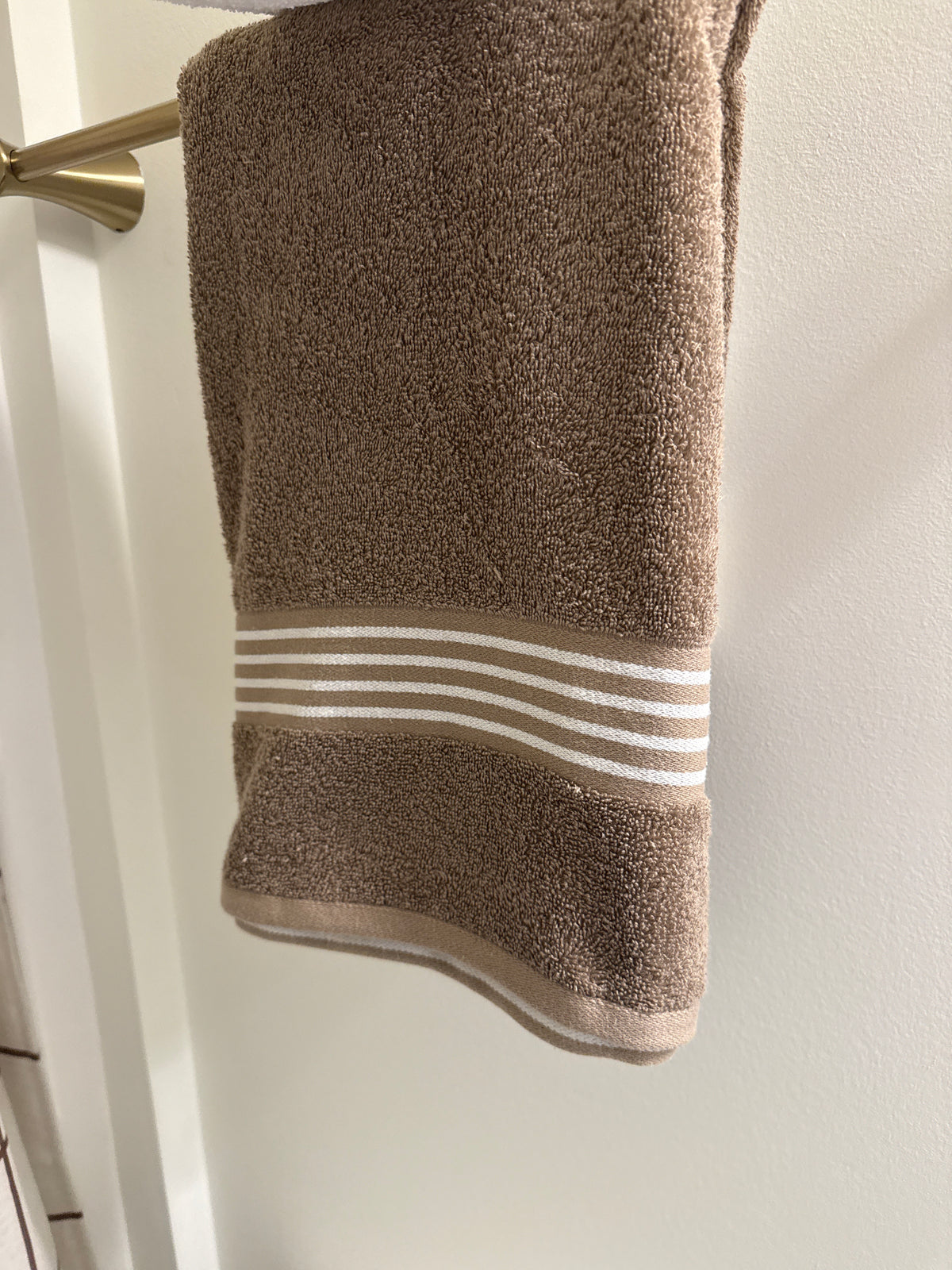 Brown with Decorative White Stripe Bath Towel