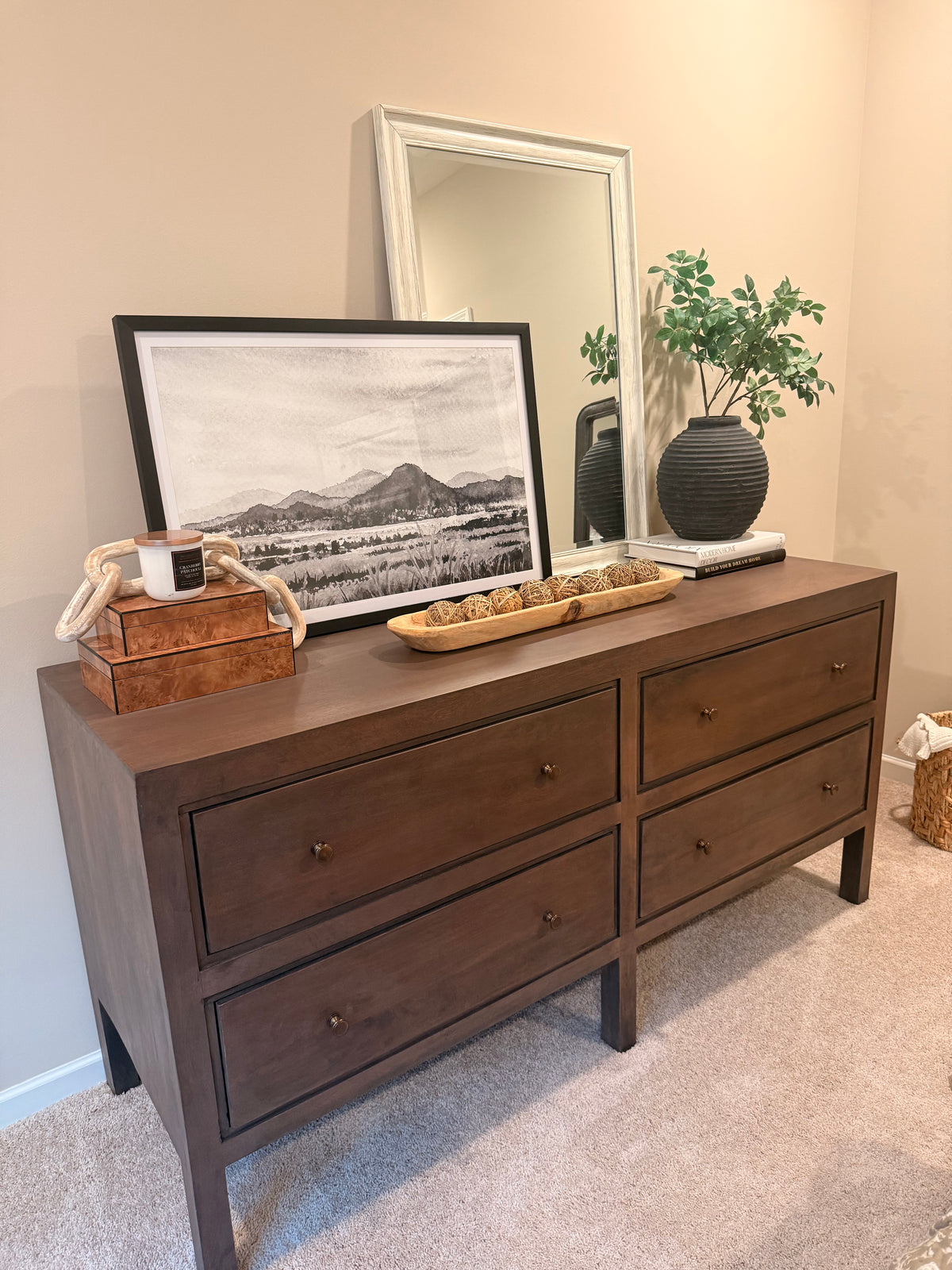4 Drawer Dark Wood Dresser
