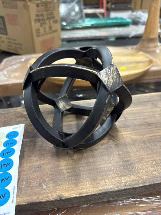 Black Metal Geometric Orb Sculpture
