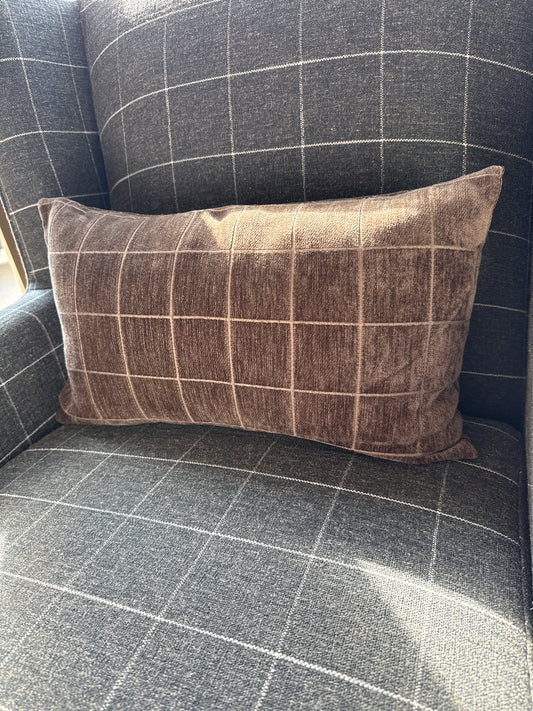 Brown Windowpane Lumbar Pillow