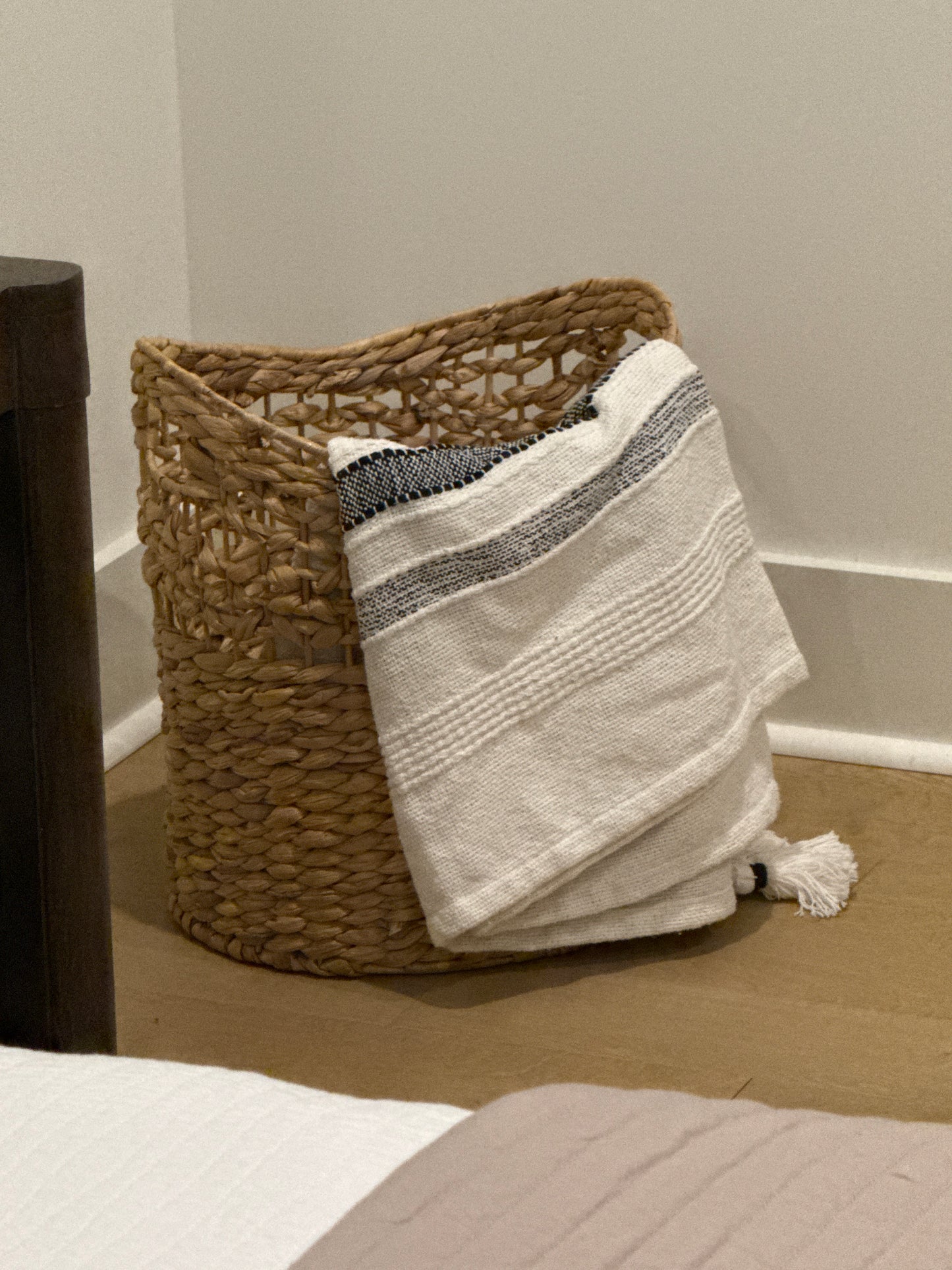 Wicker Handled Blanket Basket