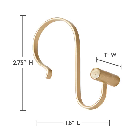 S-Shape Shower Hooks with T-Bar Ends, Brass