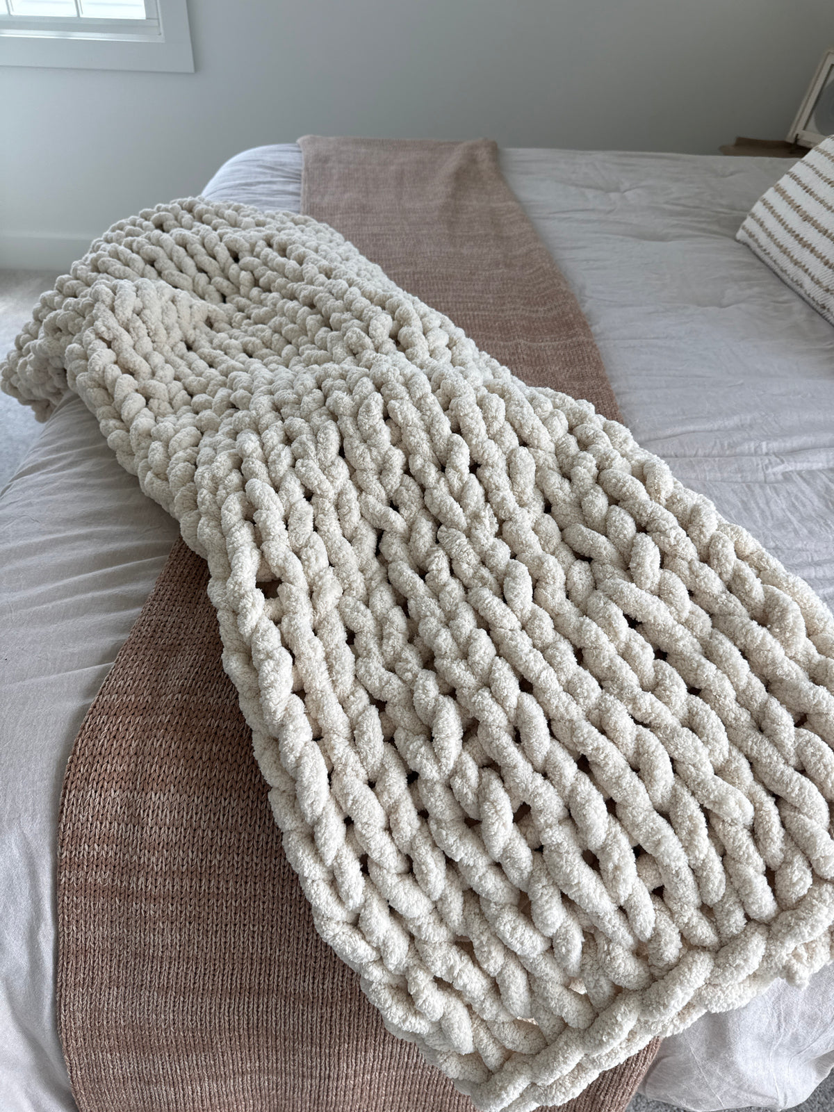 Ivory Chunky Knit Throw