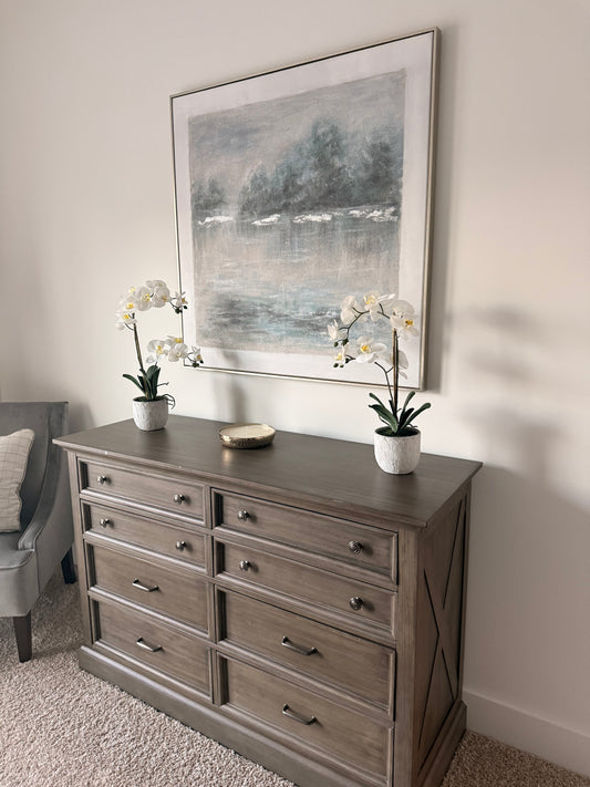 Wooden 8 Drawer Dark Wood X Frame Dresser