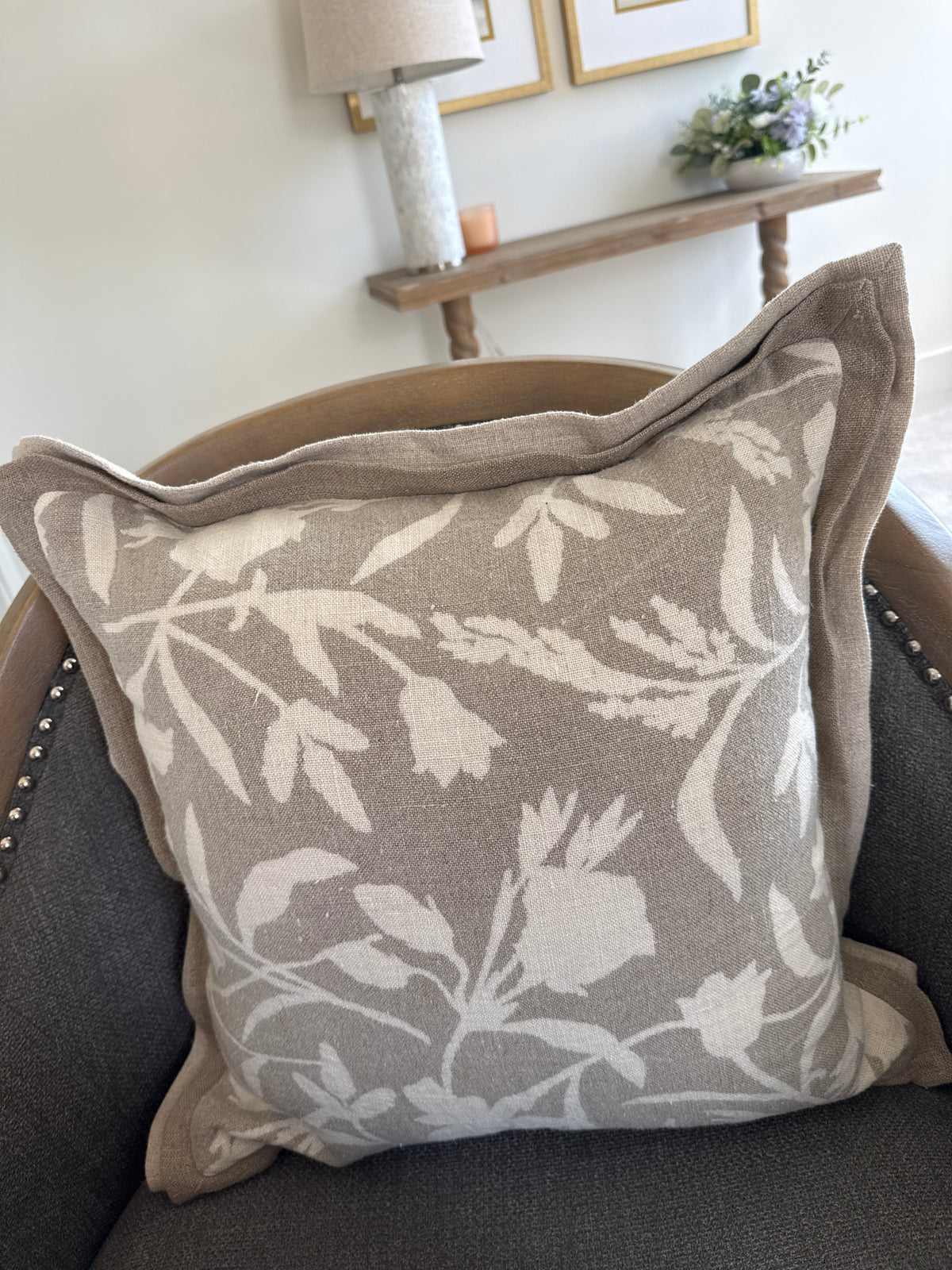 Small Neutral Floral Pillow