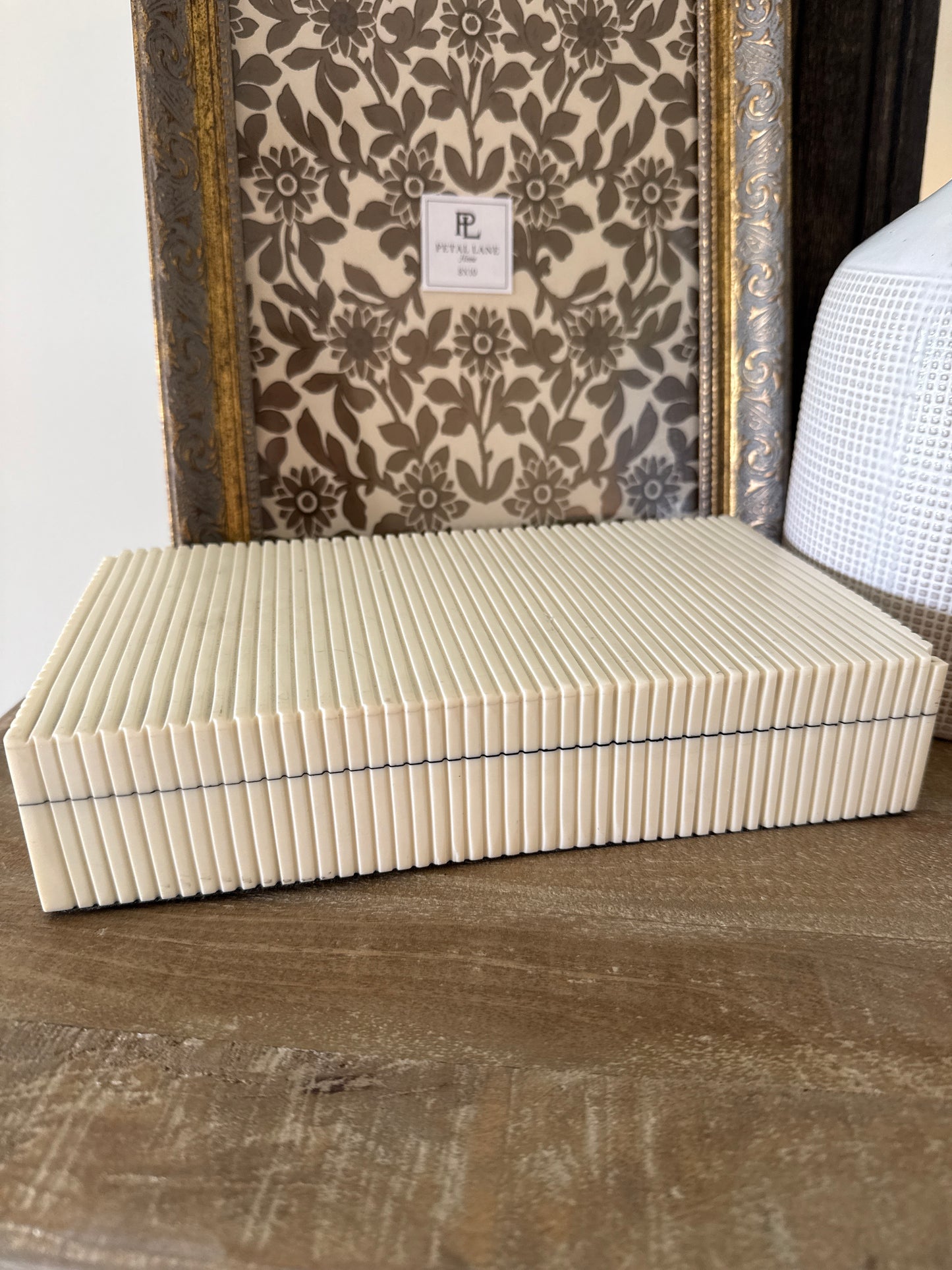 Cream Striped Decorative Box