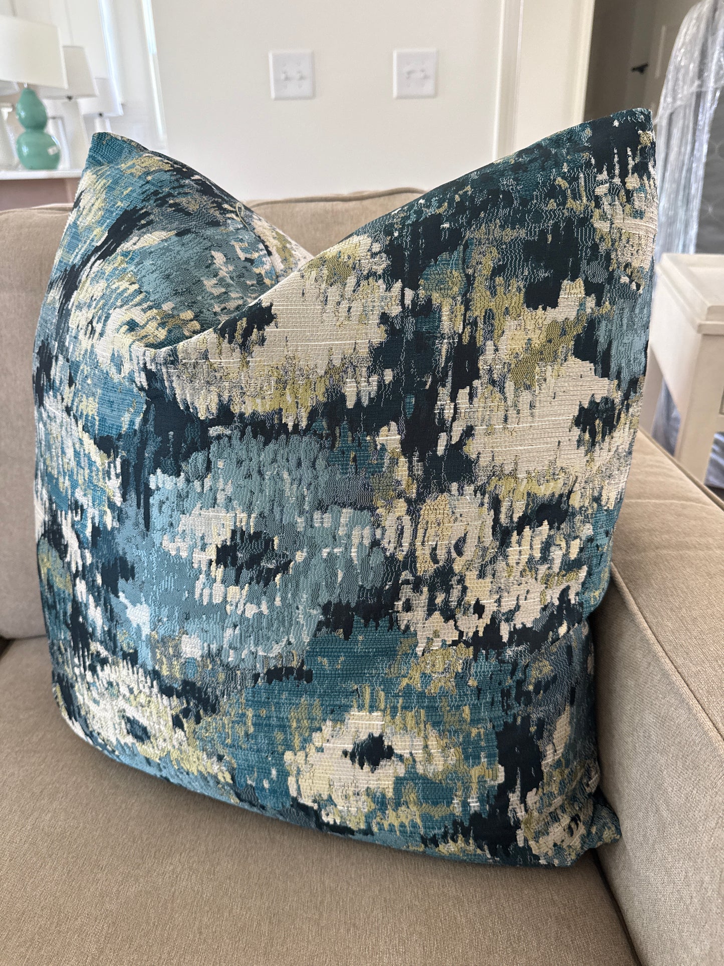 Blue & Green Abstract Pillow