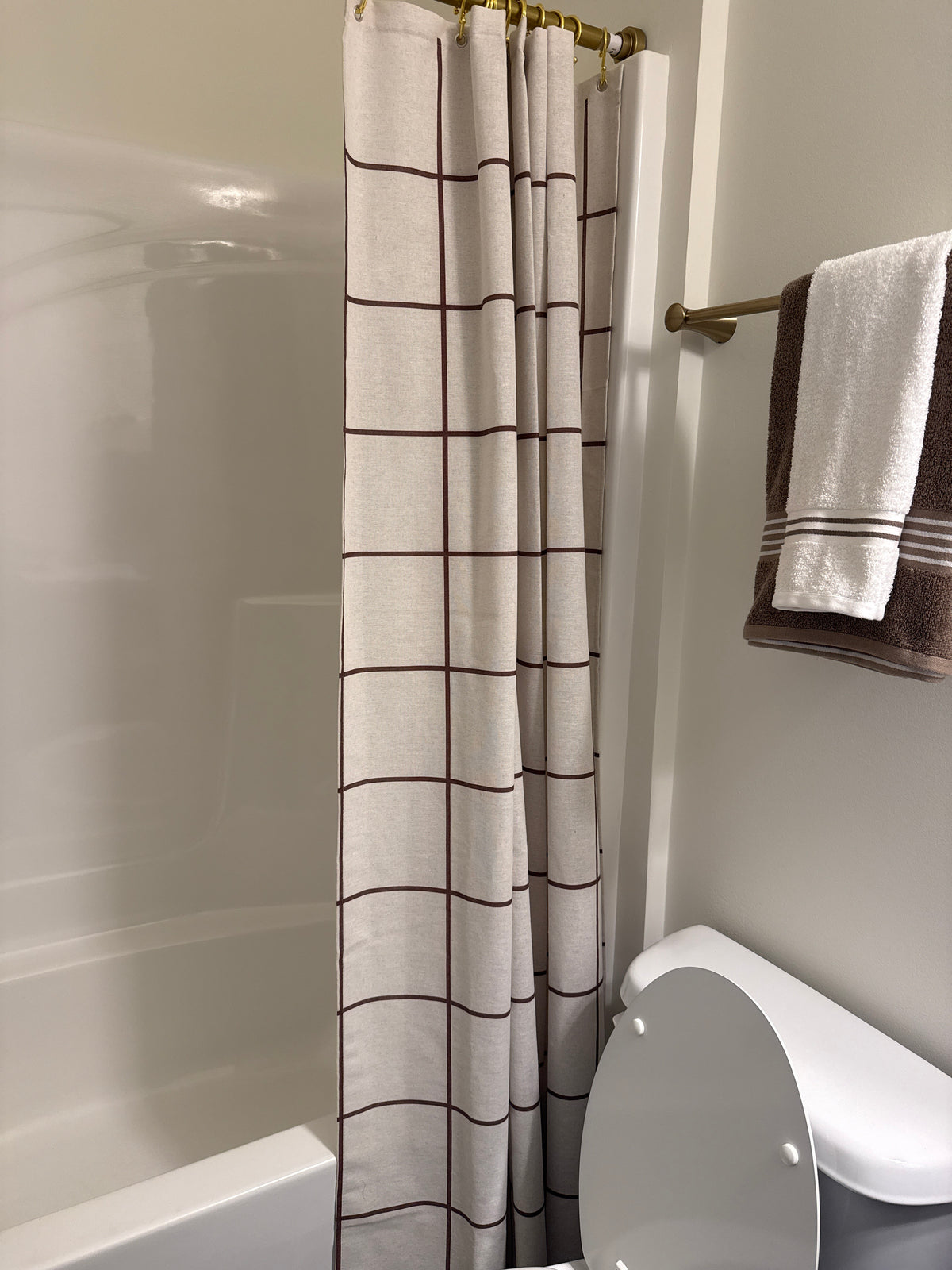 Brown and Tan Lined Shower Curtain