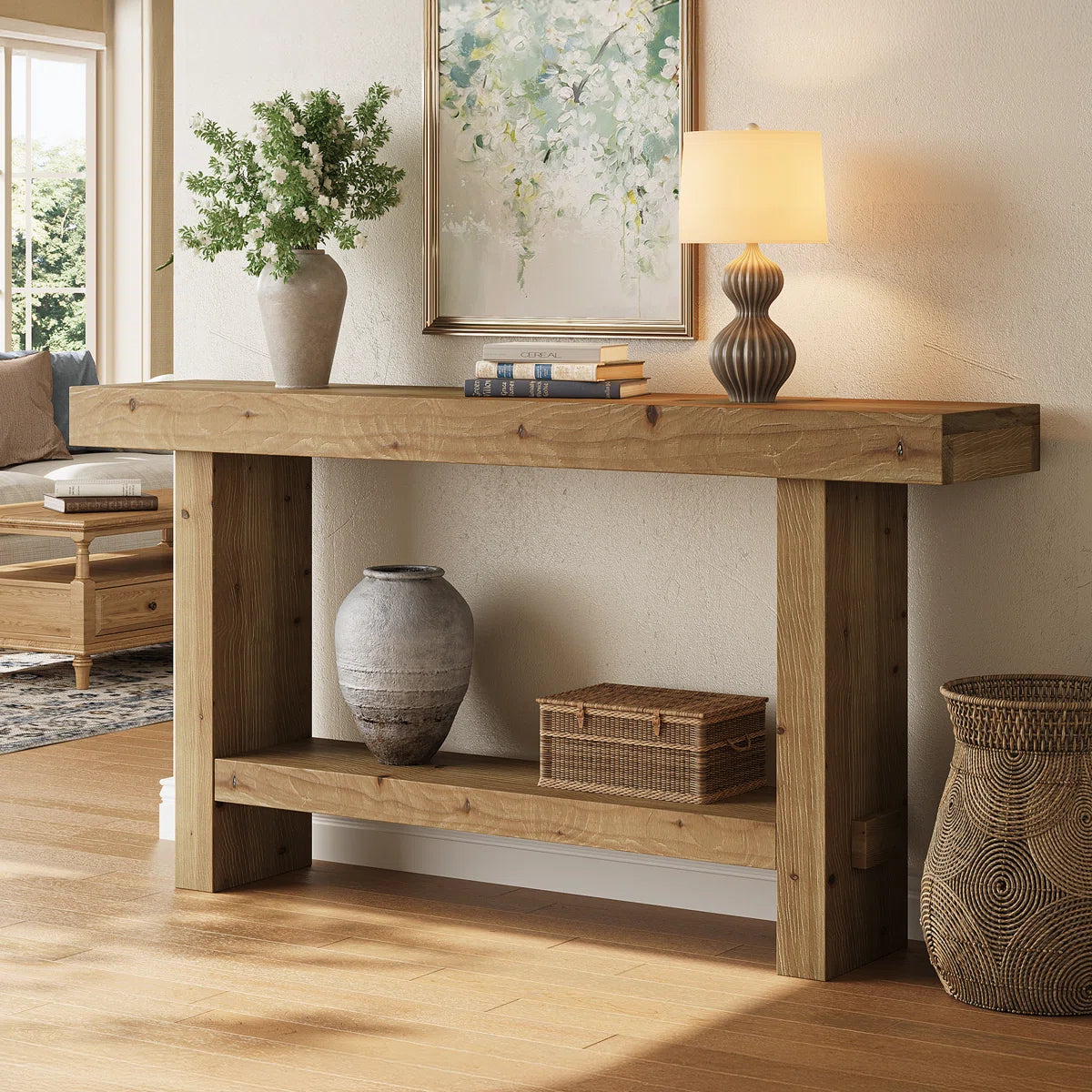 63" Solid Wood Console Table