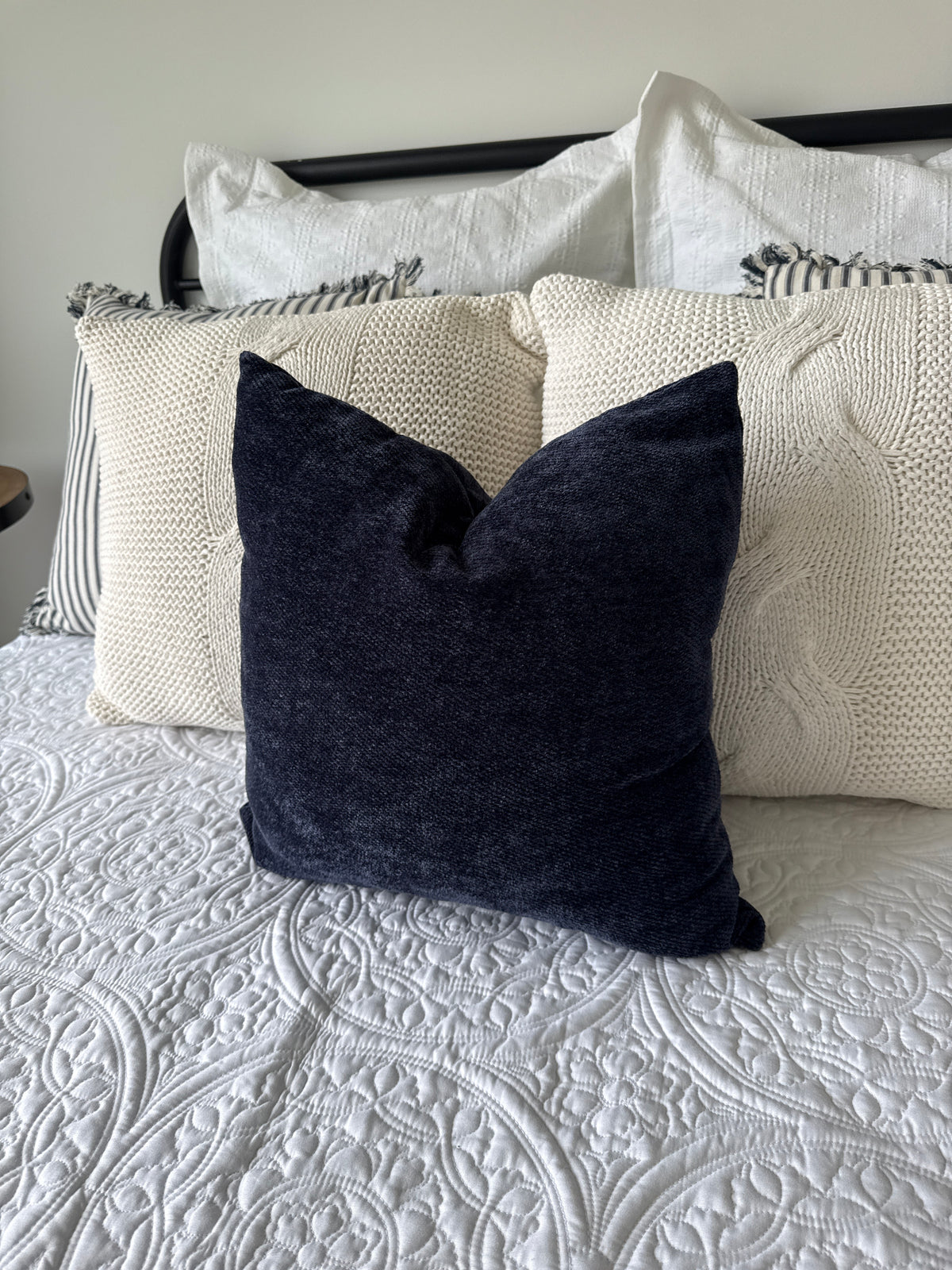 18x18 Dark Blue Velvet Pillow