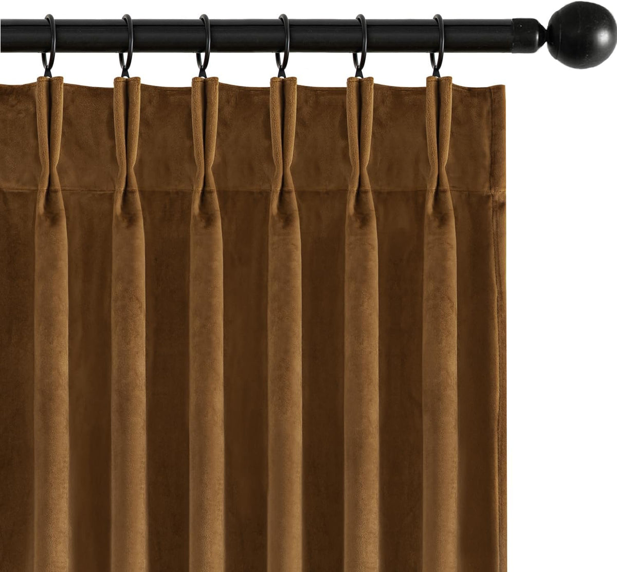 Velvet Pinch Pleated Blackout Gold Brown Curtains 40x108