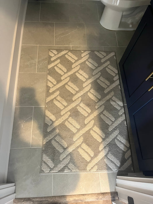 Woven Link White and Grey Rug