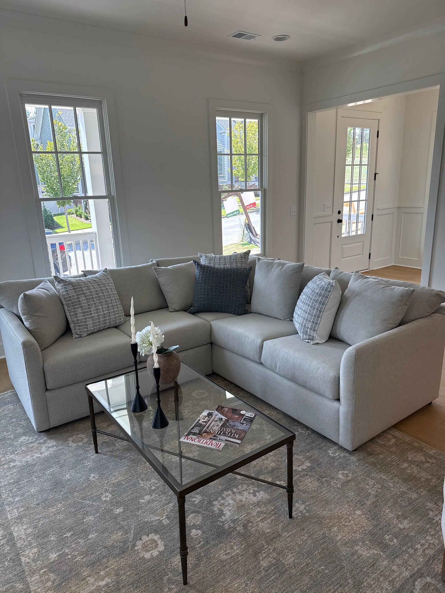 Ivory Upholstered L-shaped sectional