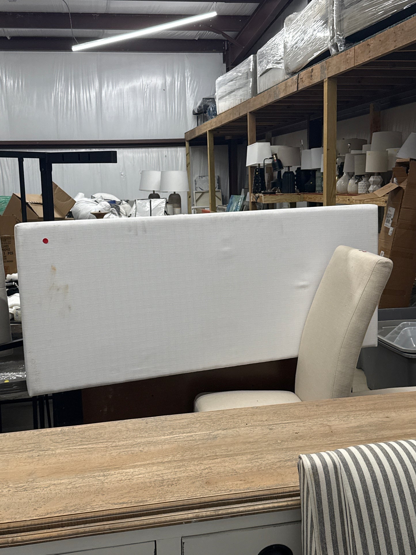White Upholstered Queen Headboard