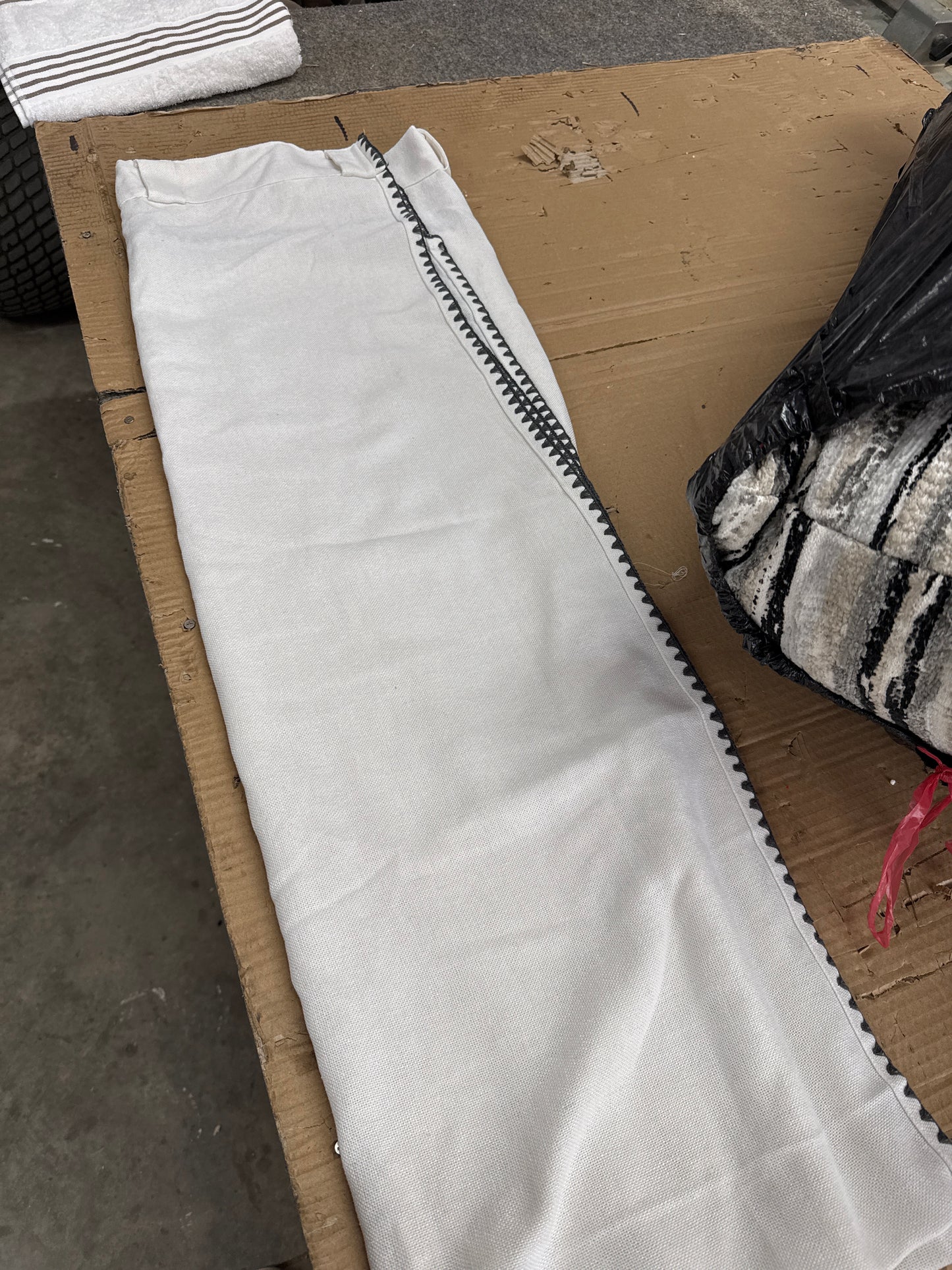 White Curtain with Gray Trim