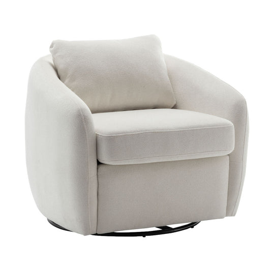 Barrel Swivel Chair - Cream Boucle