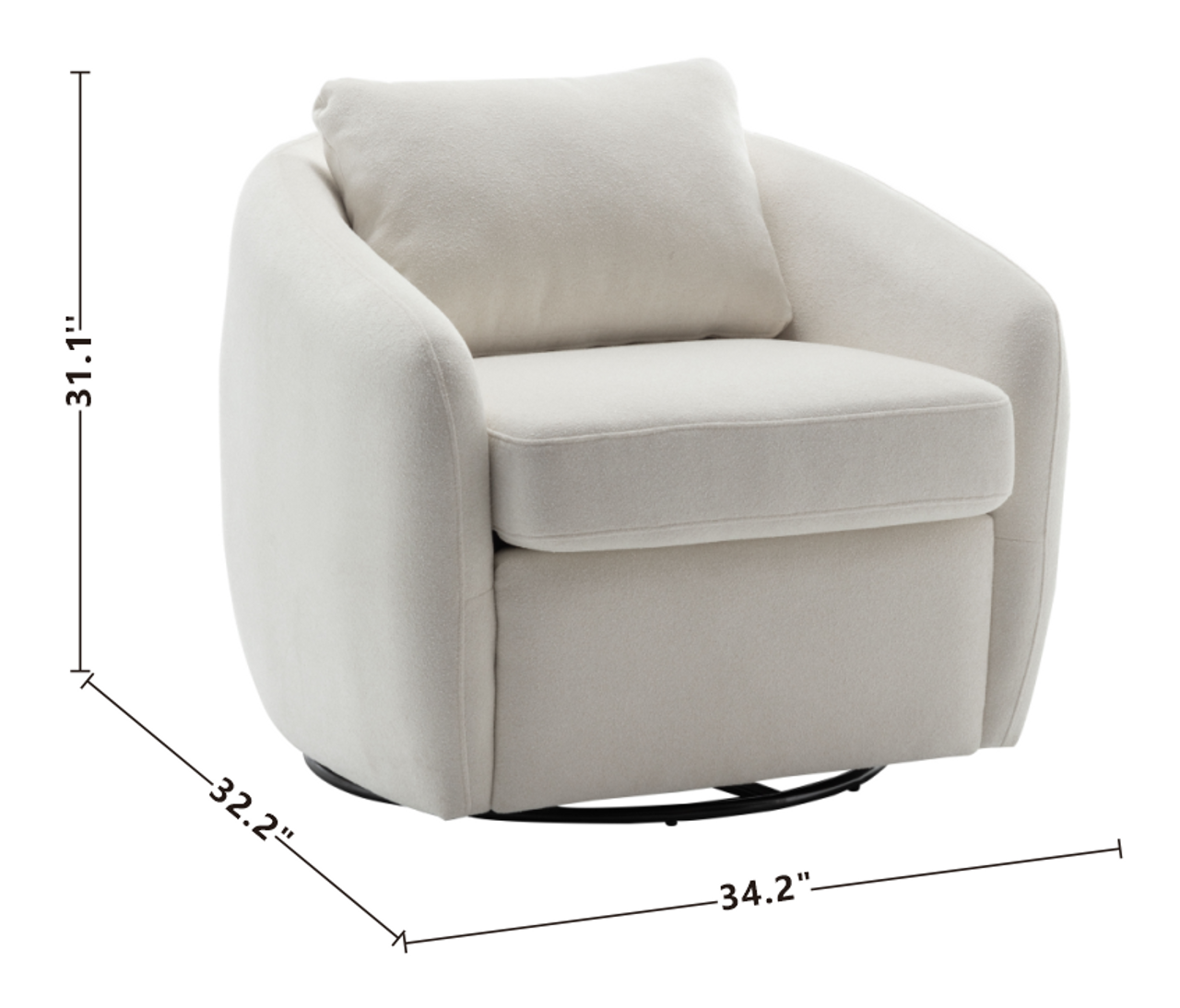 Barrel Swivel Chair - Cream Boucle