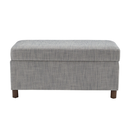 36" Wide Rectangle Storage Bench with Wood Legs - Blue and White Stripe