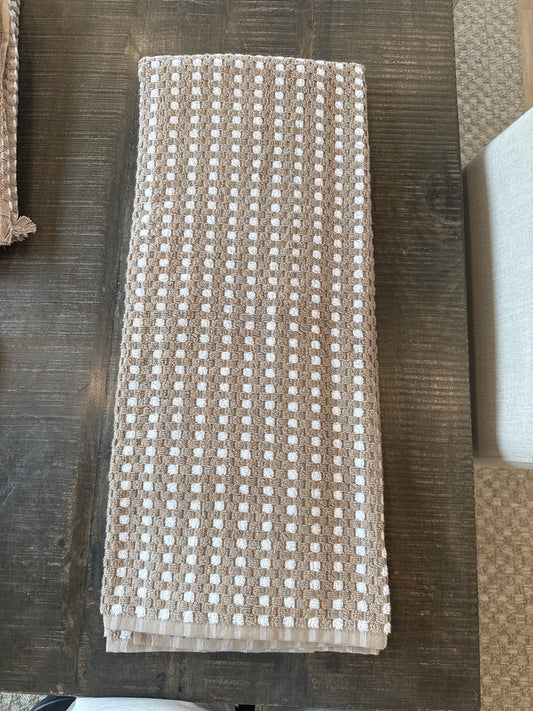Brown and White Dotted Towel