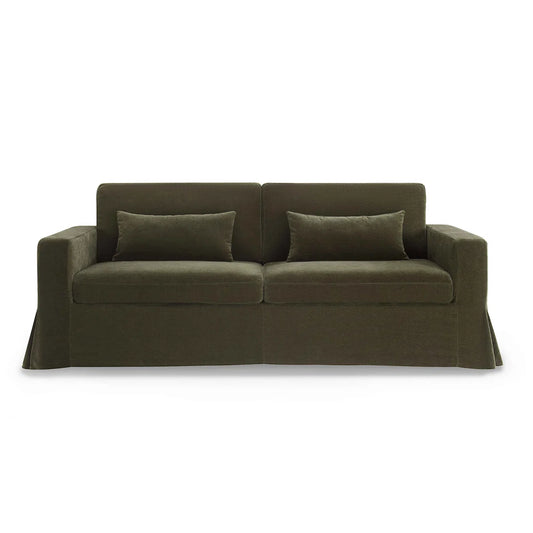 Olive Rayon/Viscose 3-Seater Slipcovered Sofa
