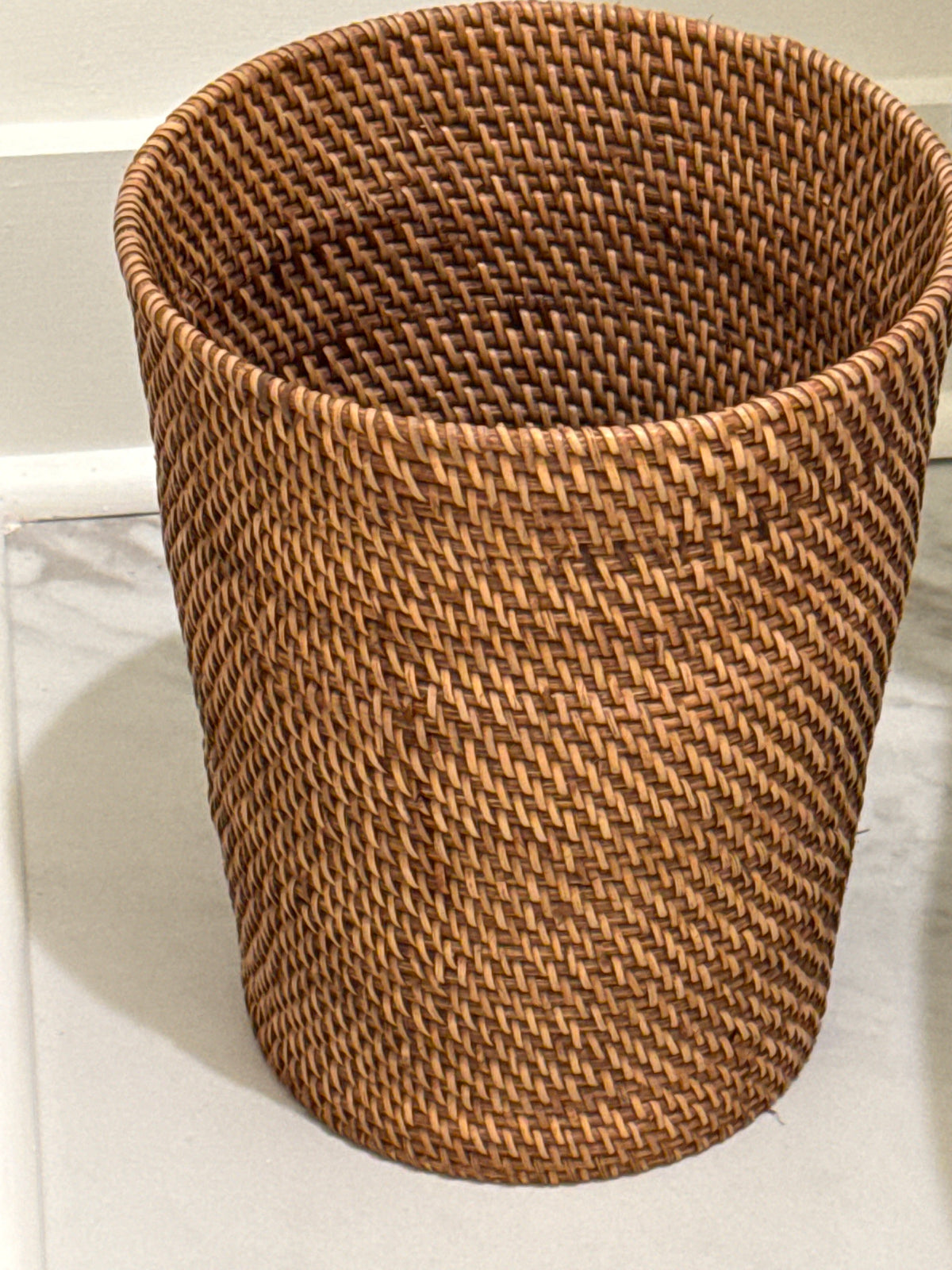 Tight Weave Rattan Trash Can