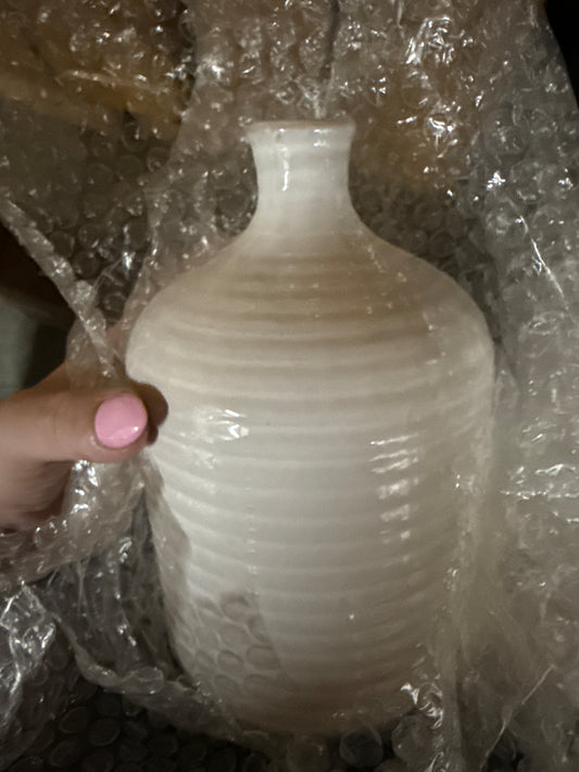Small Ribbed Ceramic Vase