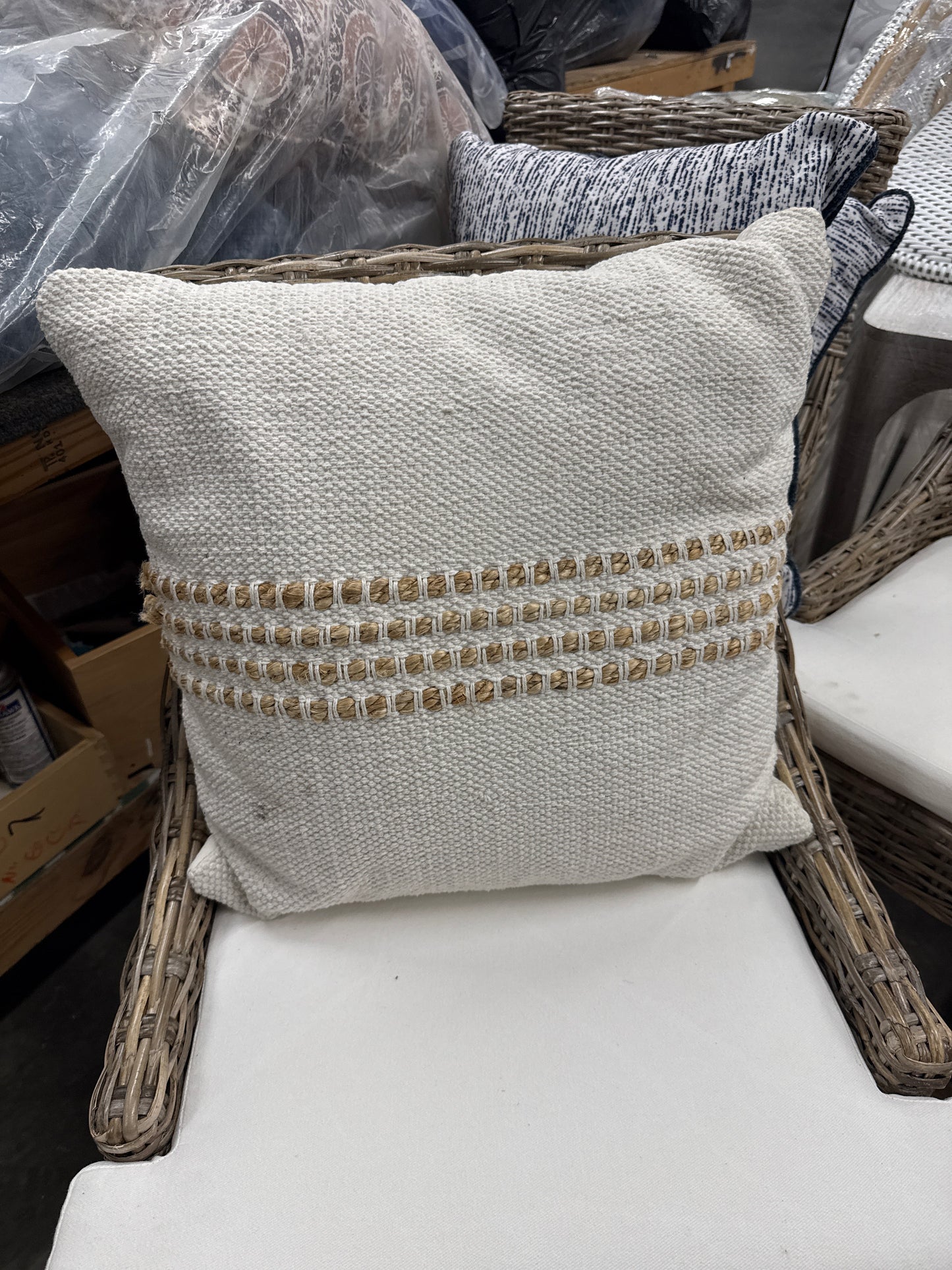 Cream & Natural Woven Throw Pillow