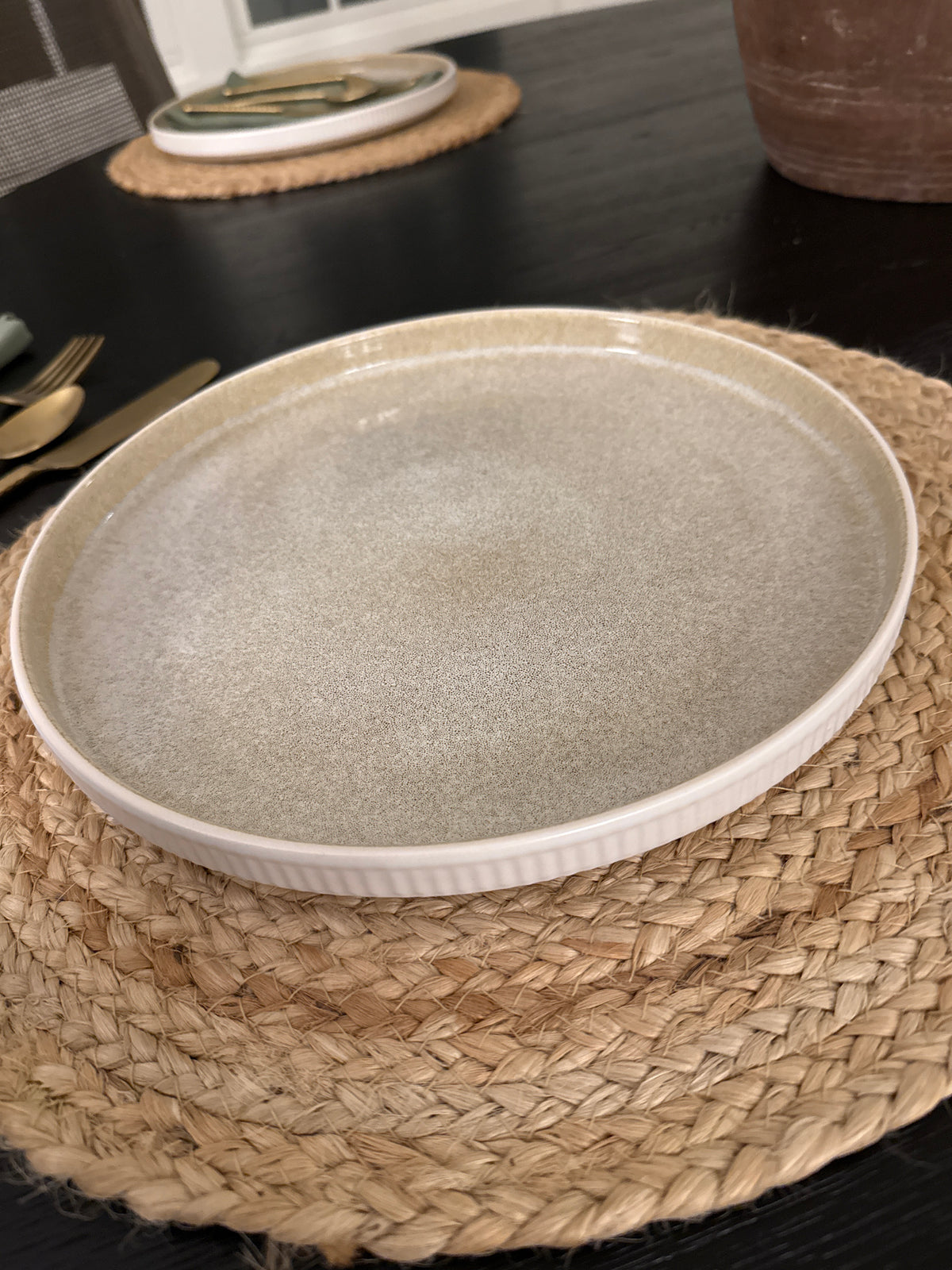 Speckled Neutral Dinner Plate