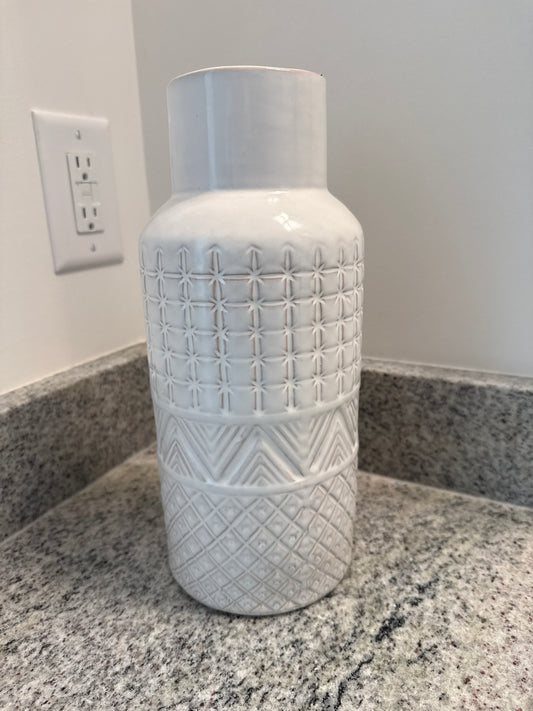 White Abstract Patterned Vase