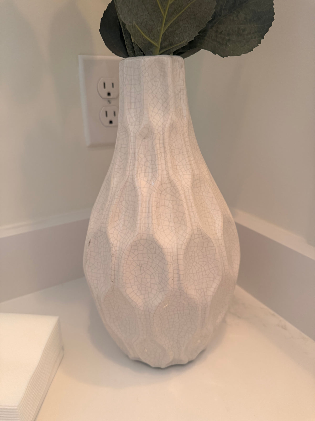 White Textured Bottlenose Vase