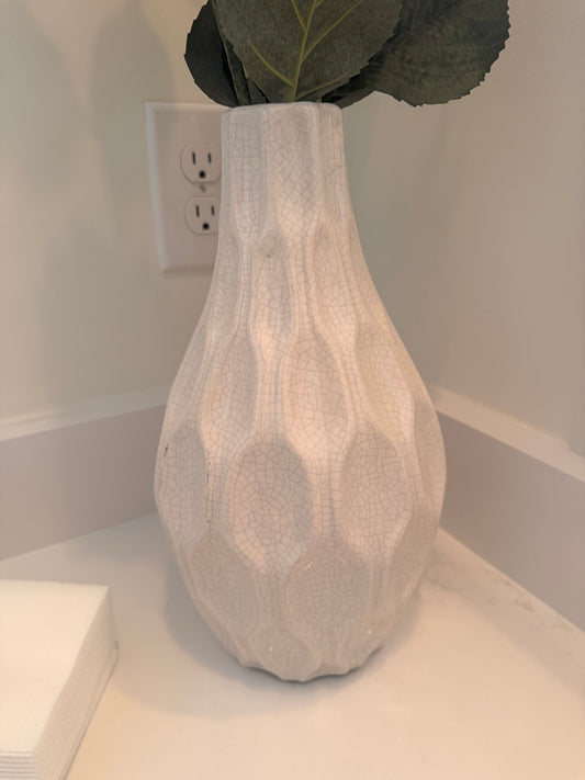 White Textured Bottlenose Vase