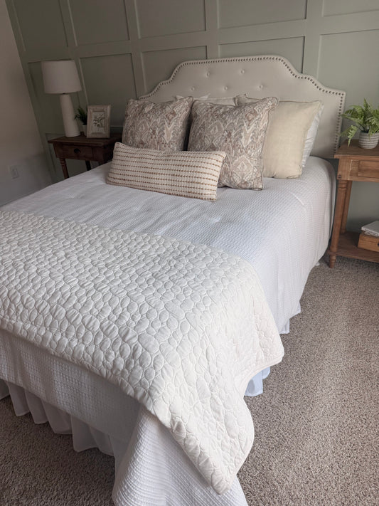 White Quilt with Oval Pattern