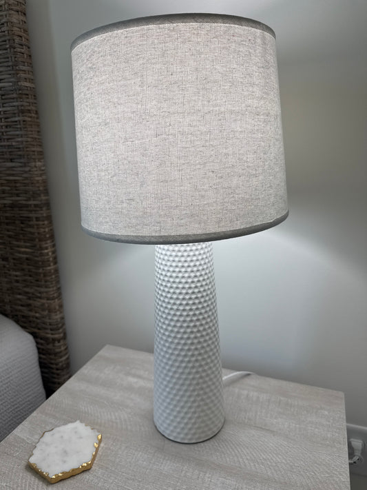 Tall White Dimpled Lamp