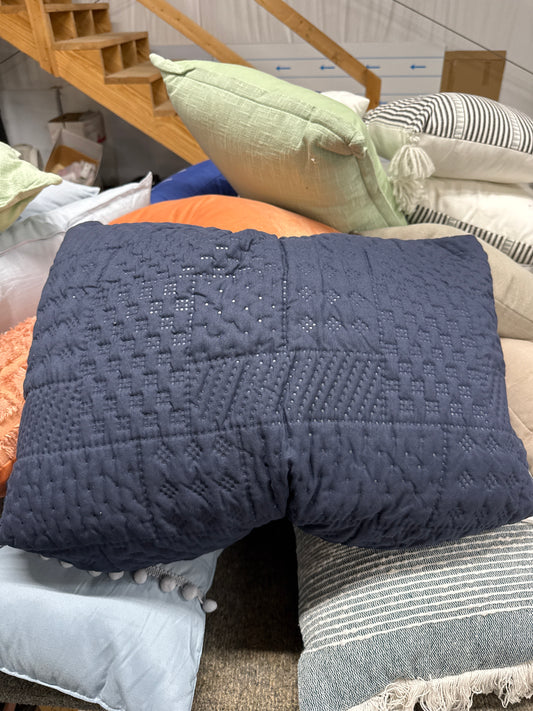 Navy Quilted Throw Pillow