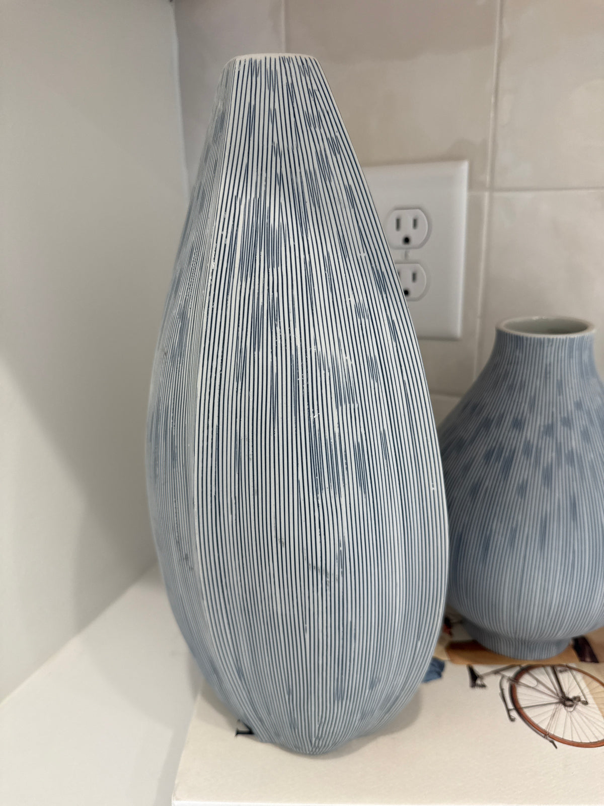 Large Blue/White Abstract Vase
