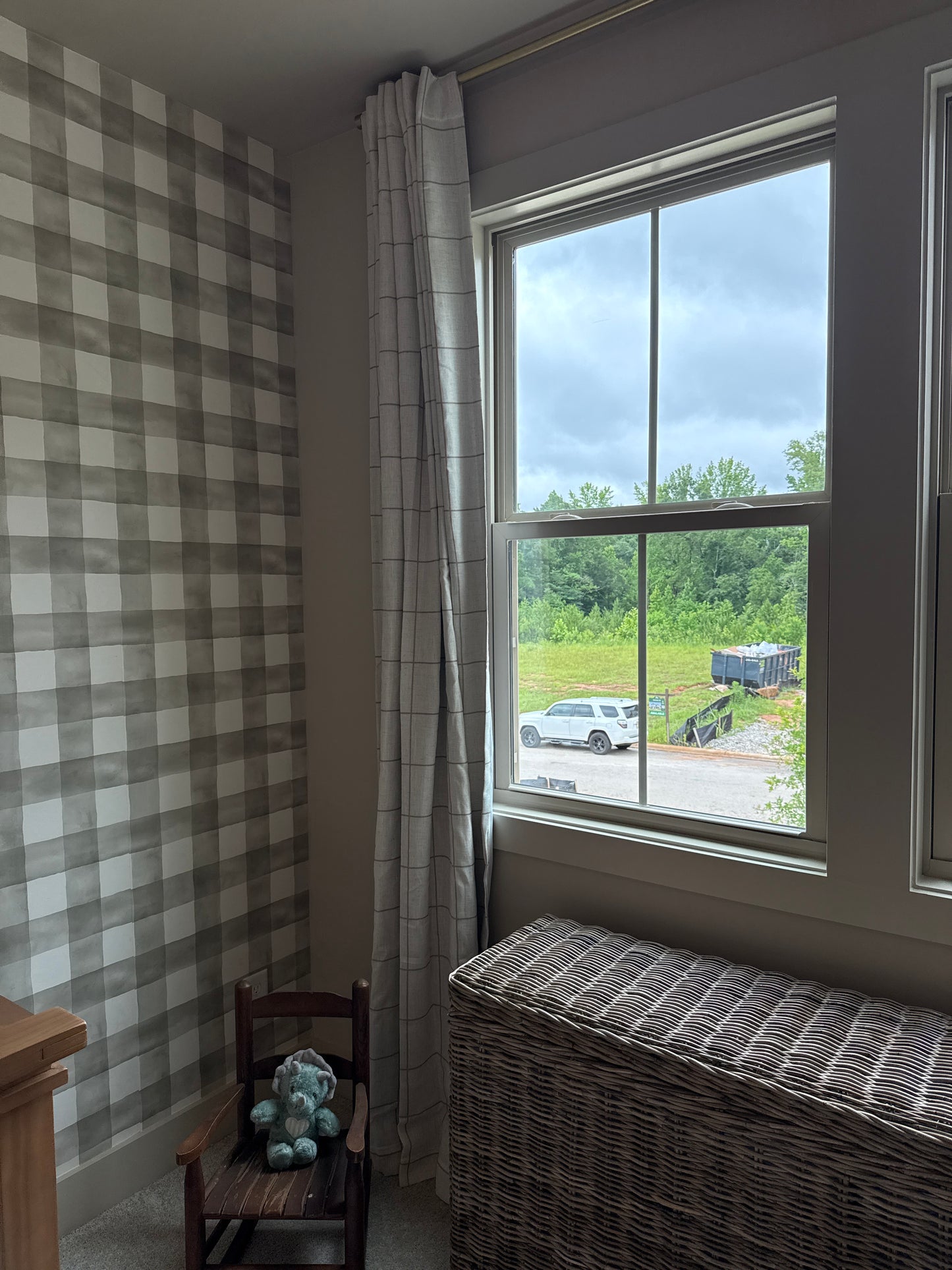 Linen + Brown Plaid Curtains 108”
