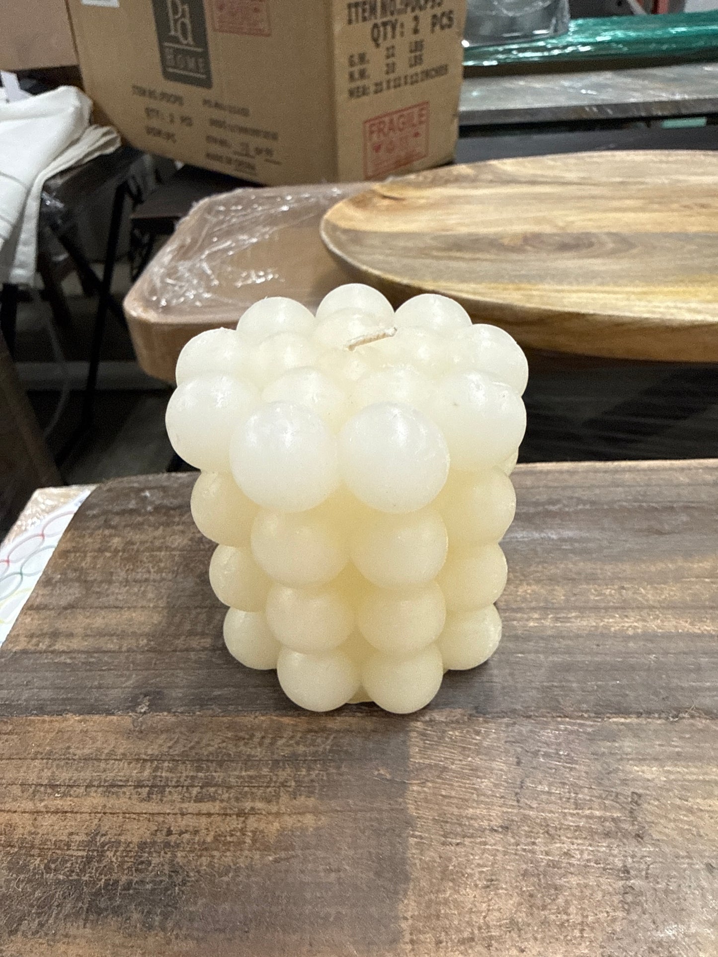 Ivory Bubble Pillar Candle