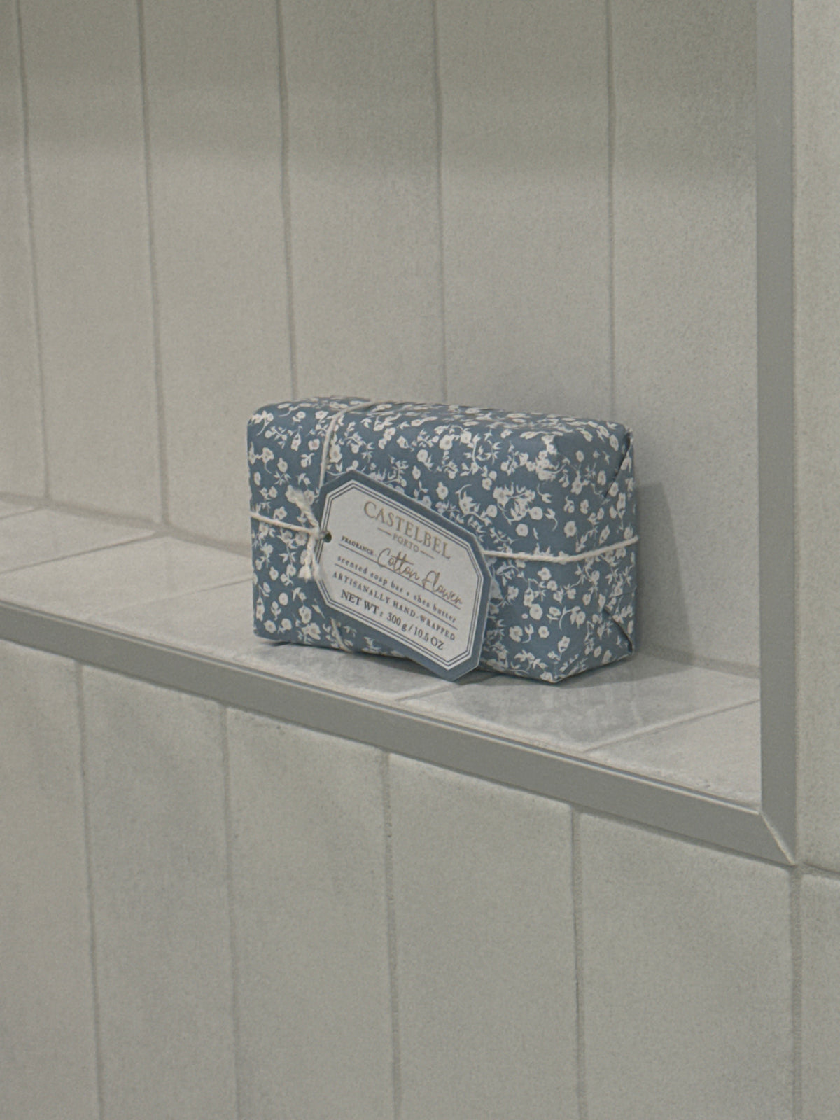 Blue Floral Wrapped Bar Soap