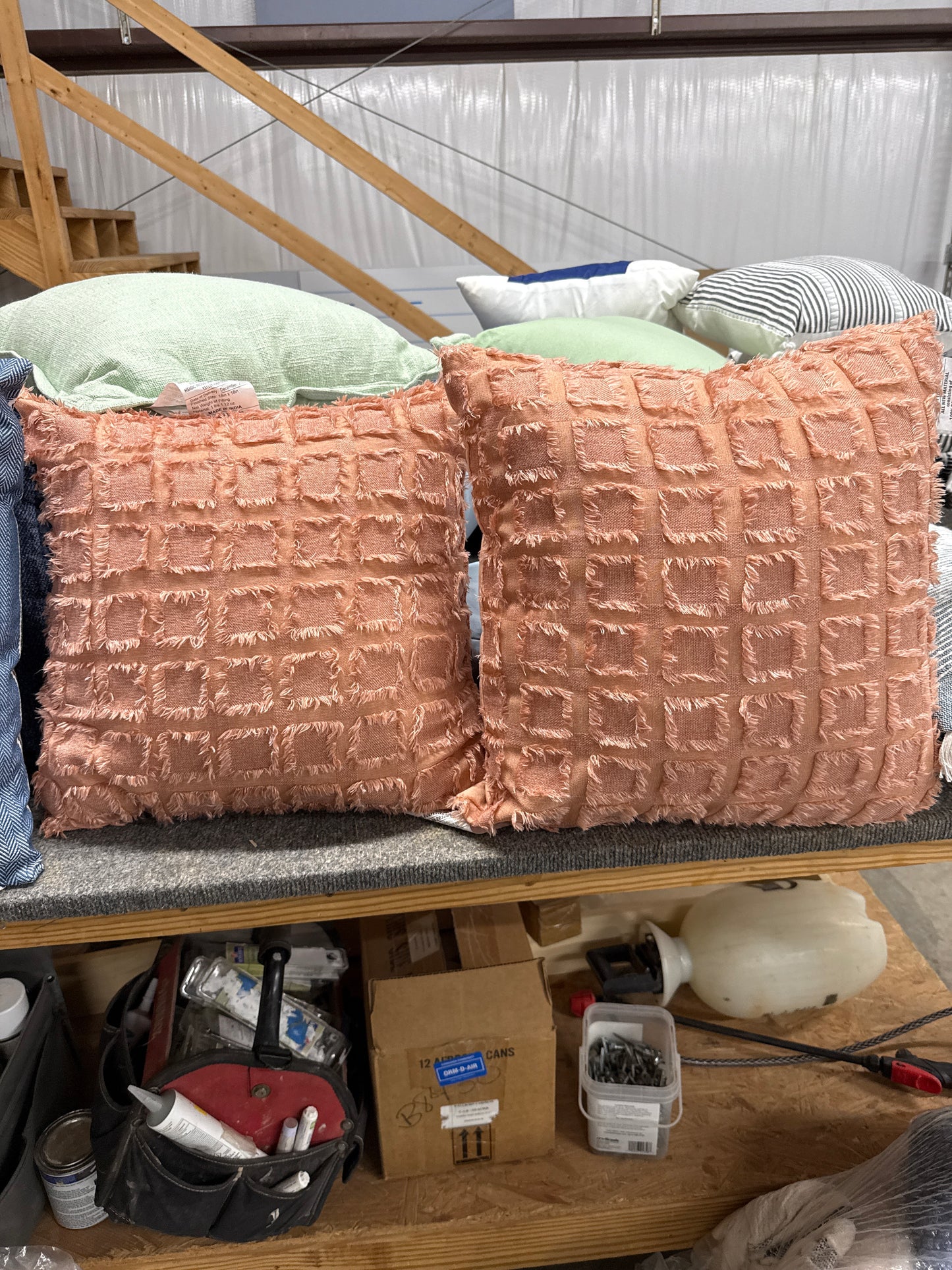 Blush Fringe Throw Pillow Set (Set of 2)