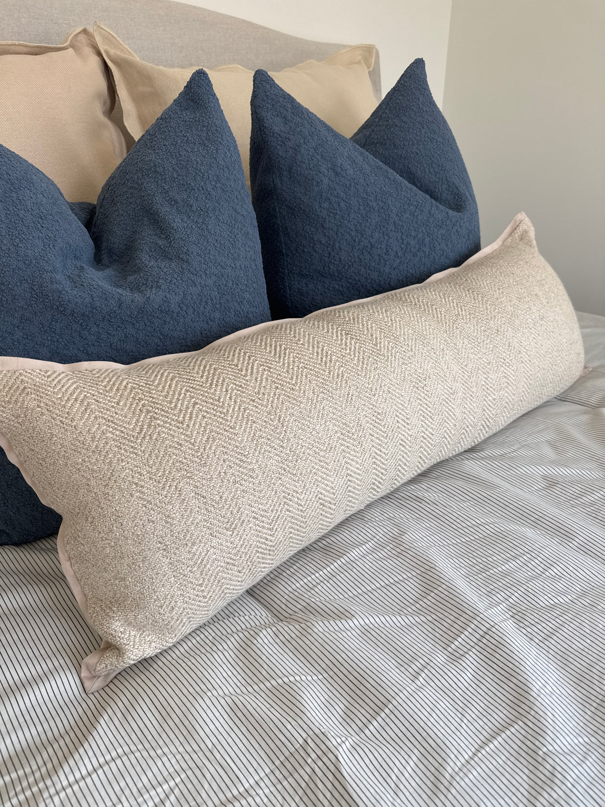 Ivory and Oatmeal Chevron Lumbar Pillow