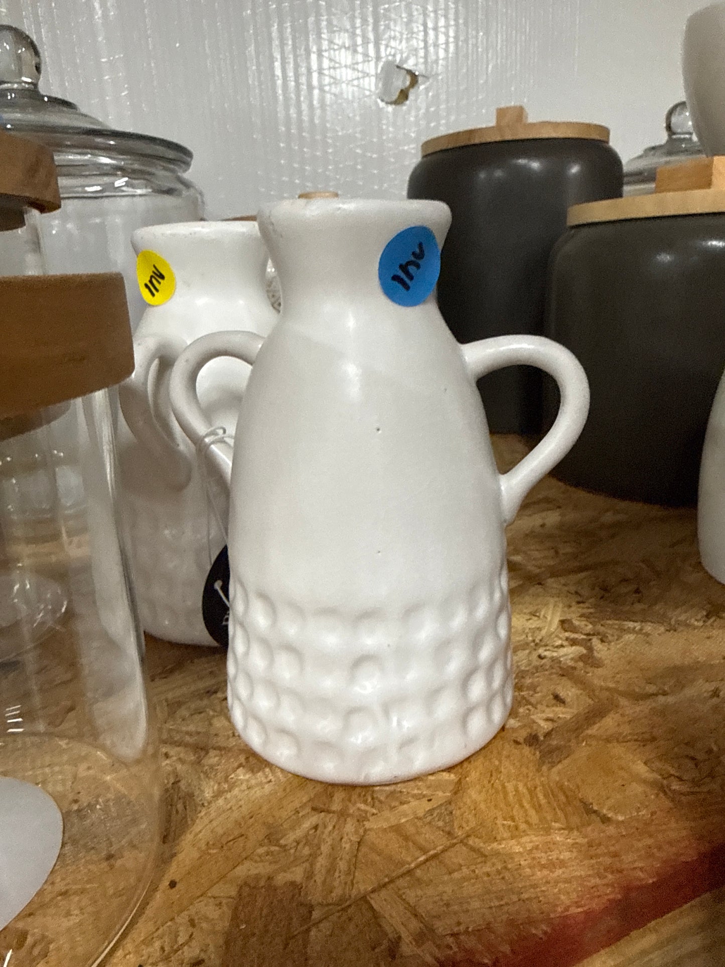 White Ceramic Hobnail Pitcher